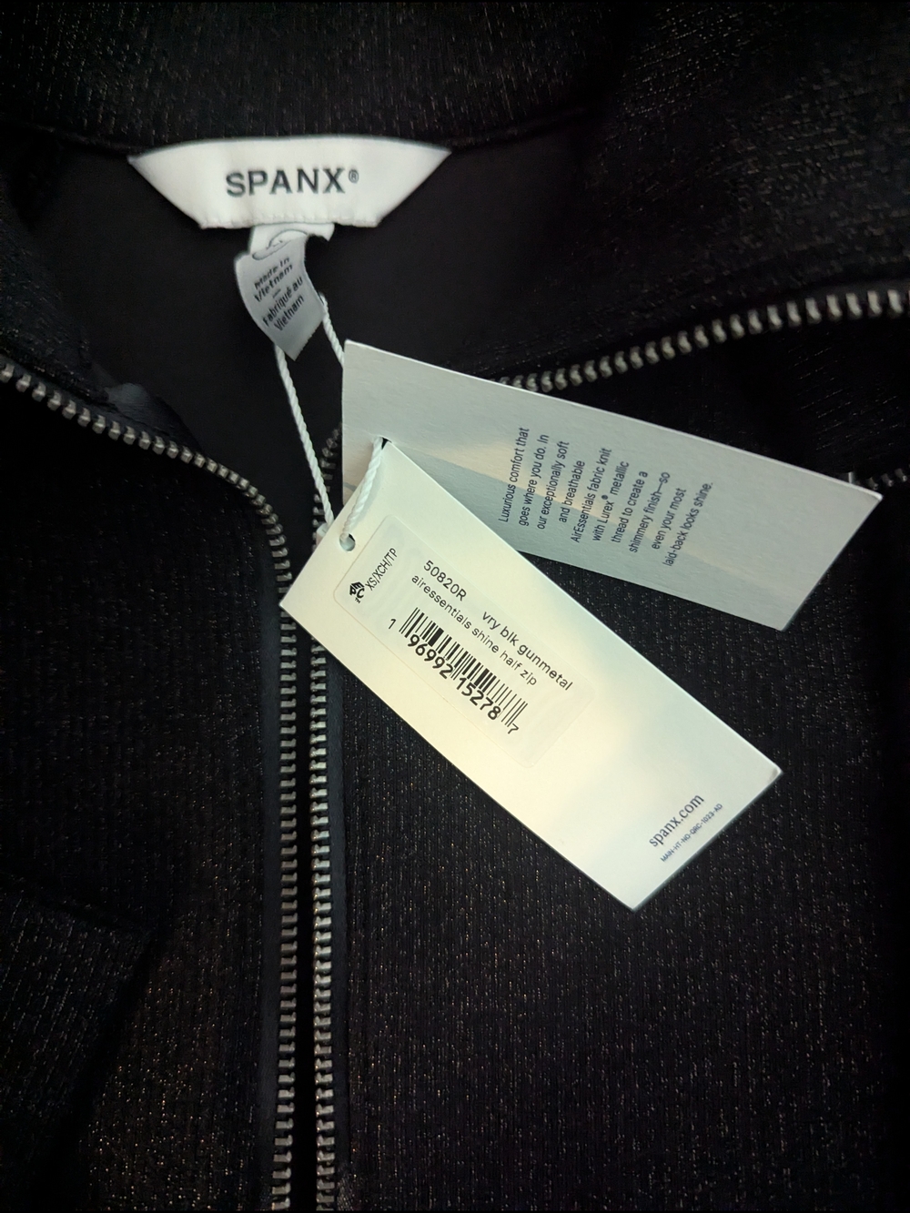 SPANX AirEssentials Black Gunmetal Half Zip